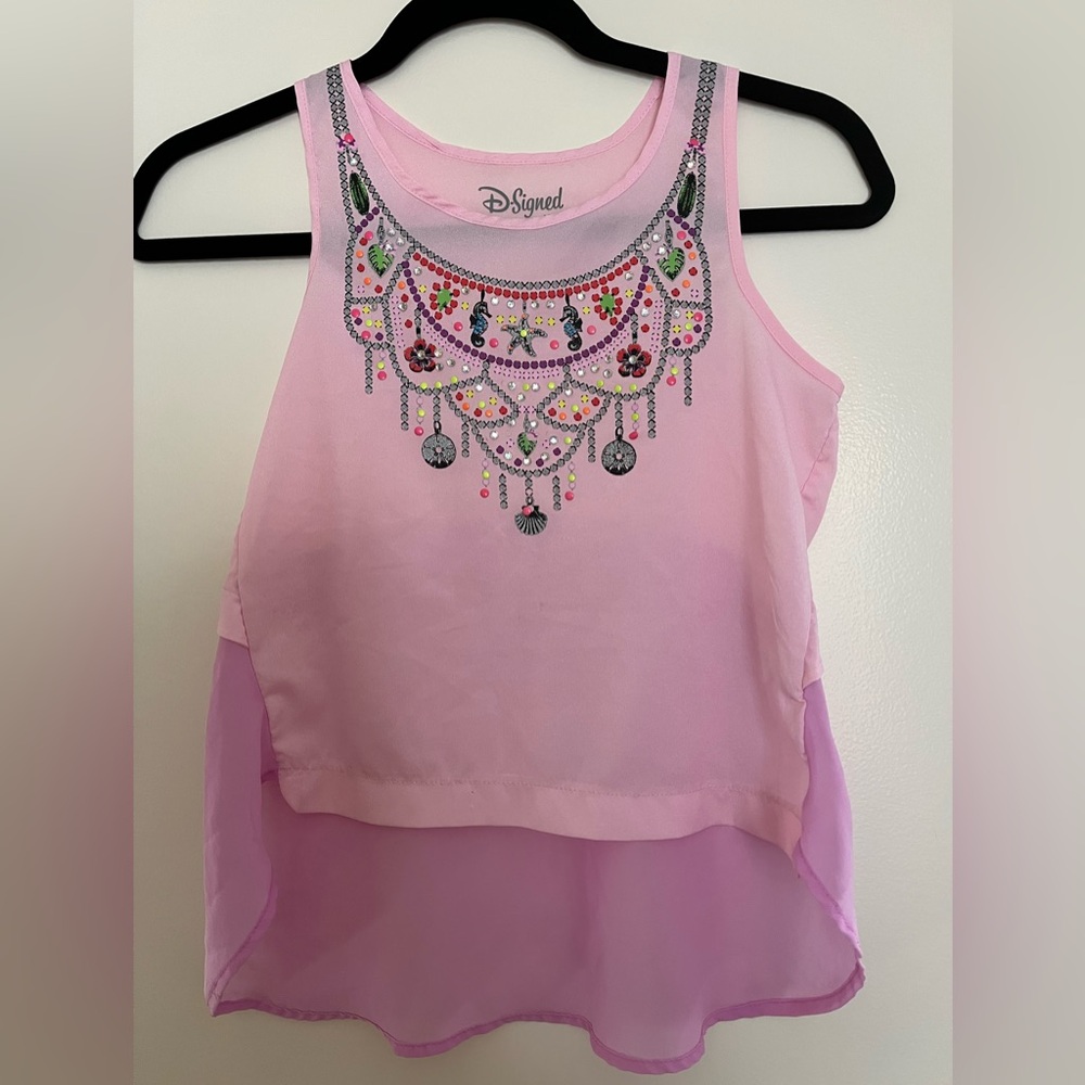 ❤️ Disney Light Pink Tank Top with Jewel Design- Girls Medium